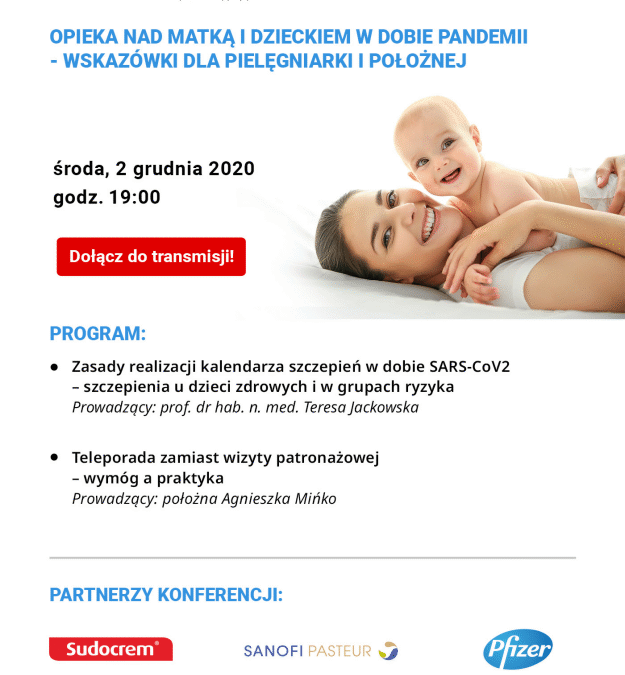 Środa 02.12. godz. 19sta – konferencja ON-LINE „Opieka nad matką i dzieckiem w dobie pandemii”