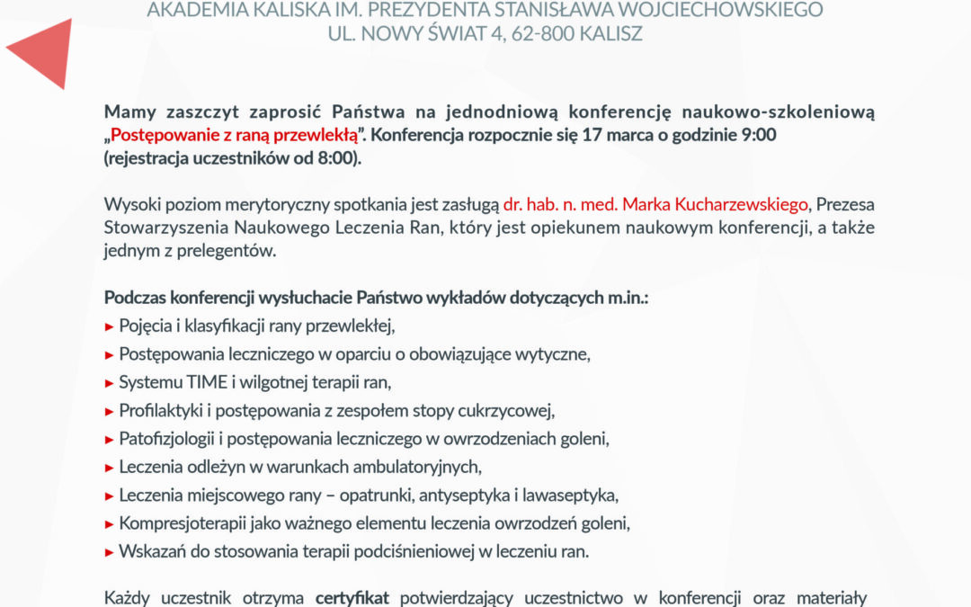 Zaproszenie Postępowanie z raną przewlekłą